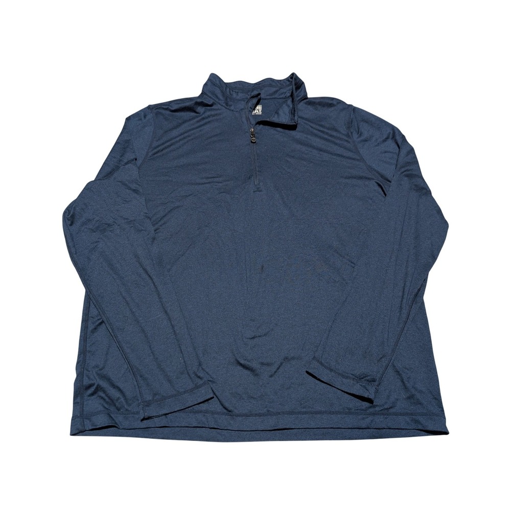 32 Degrees Heat Mens Large Navy Blue Heather Quarter Zip Pullover Active Top
